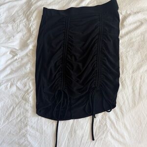 Fashion Nova Black Ruched Drawstring Mini Skirt